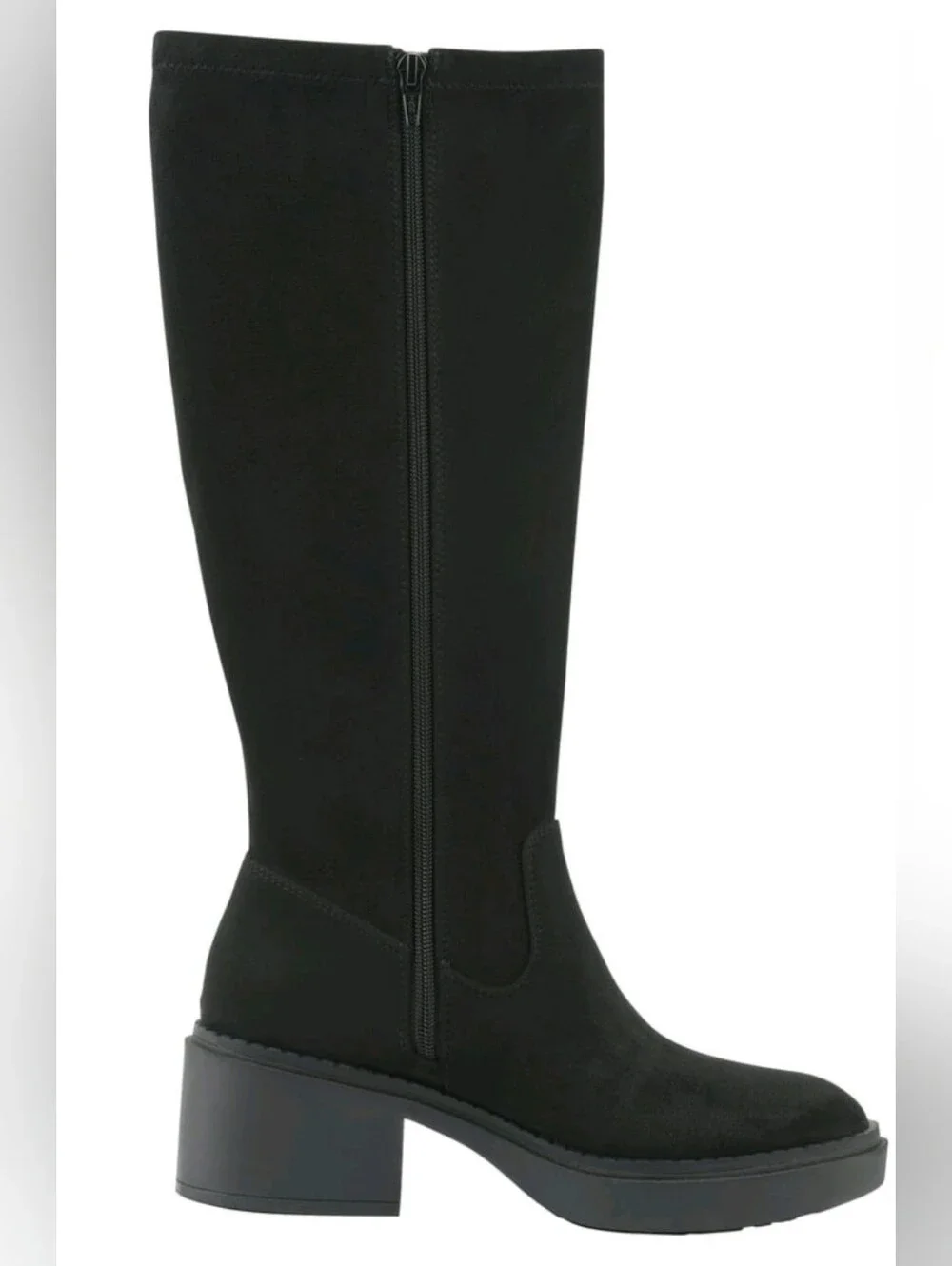 Women's Tall Black Suede Block Heel Boot | Size 7